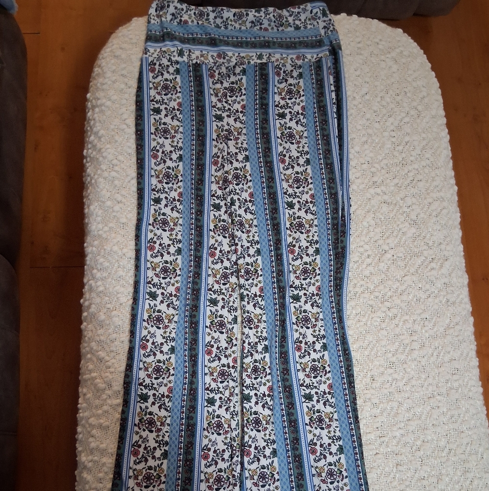 Sosho​ High-waisted, bohemian-style flare/bell-bottom pants(Large)